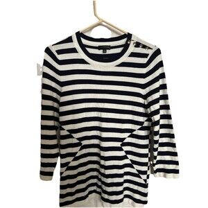 The Limited Sweater Black White Stripe Long Sleeve Medium